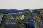 Blue Green Skinny Cotton Denim Jeans