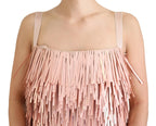 Rosa ärmelloses A-Linien-Kleid aus Lamé-Gewebe