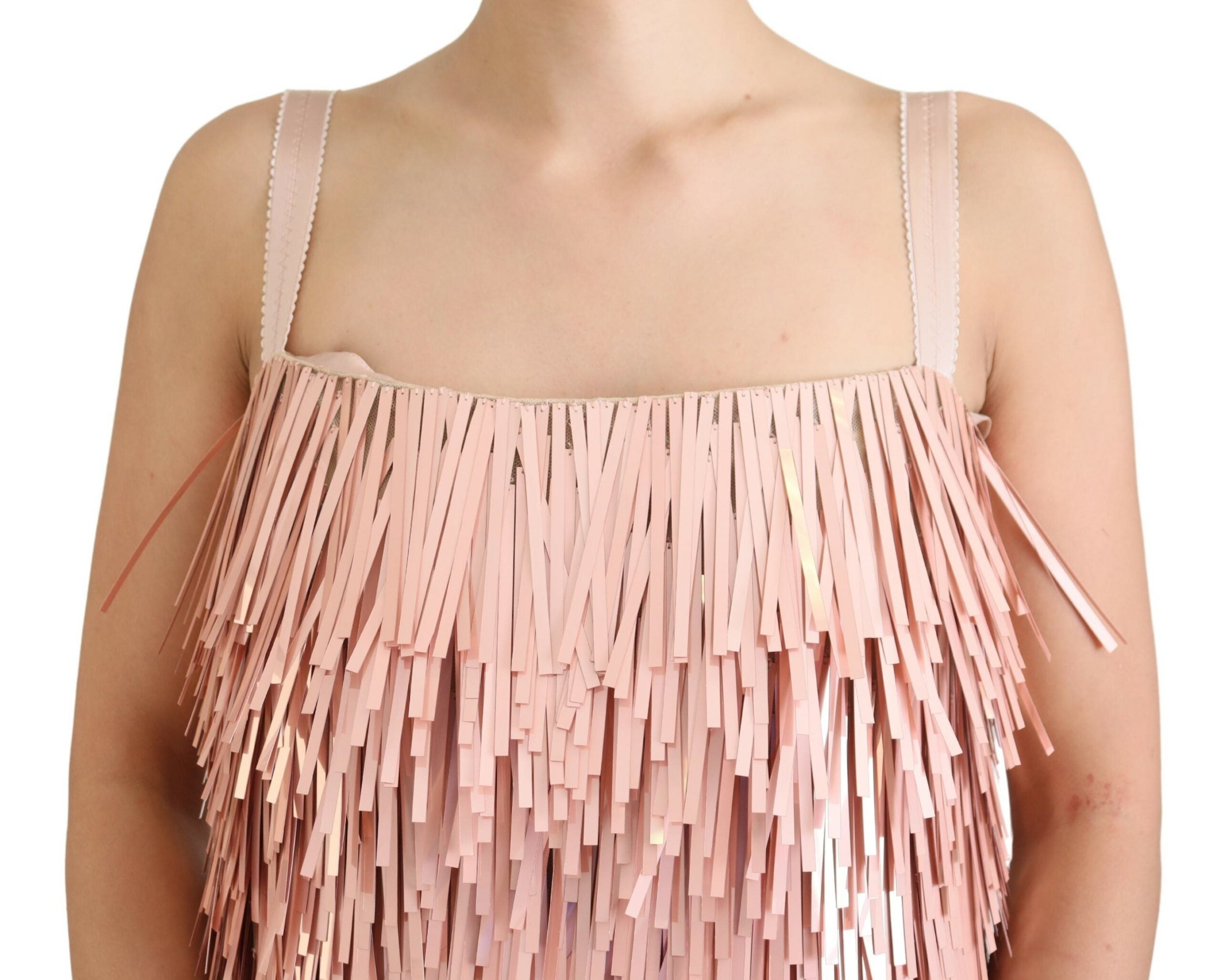 Rosa ärmelloses A-Linien-Kleid aus Lamé-Gewebe