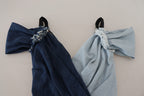 Two Tone Blue Patchwork Denim Mini Dress