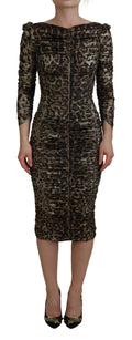 Mehrfarbiges Leopard Bodycon Etui-Midikleid
