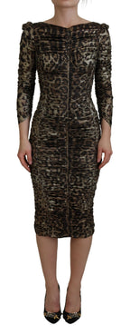 Mehrfarbiges Leopard Bodycon Etui-Midikleid