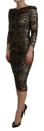 Mehrfarbiges Leopard Bodycon Etui-Midikleid