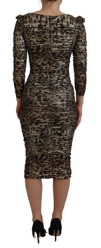 Mehrfarbiges Leopard Bodycon Etui-Midikleid