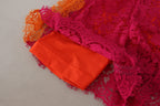 Pink Orange Lace Cotton High Waist Shorts