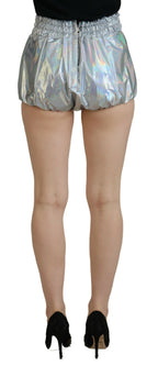 Silberne Holografische High Waist Hot Pants Shorts