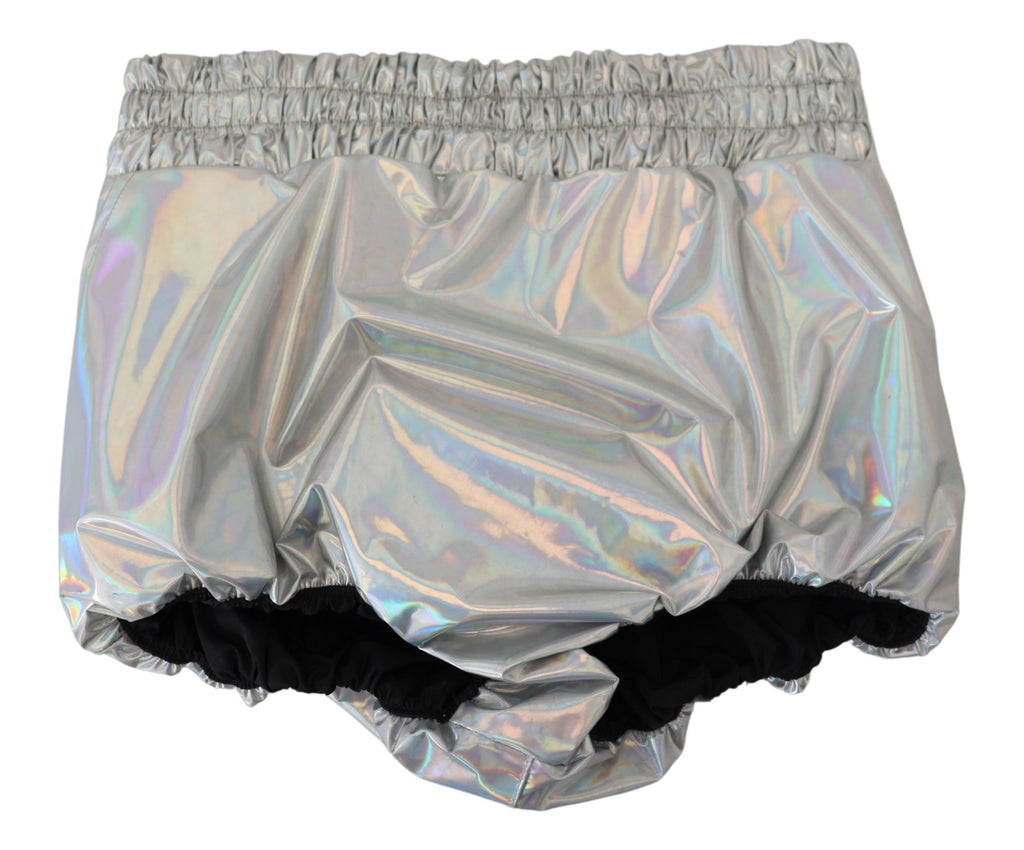 Silberne Holografische High Waist Hot Pants Shorts