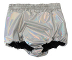 Silberne Holografische High Waist Hot Pants Shorts