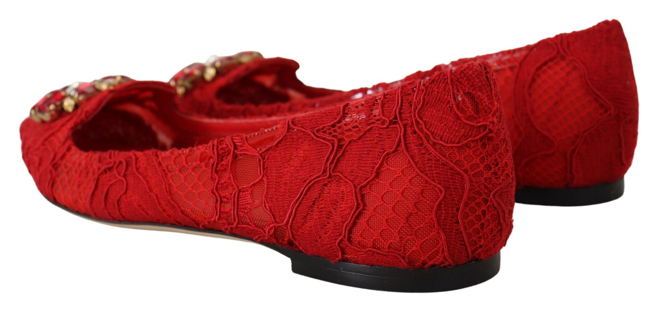 Red Taormina Crystals Loafers Flat Shoes