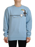 Hellblauer Pullover mit Logoprint und langen Ärmeln