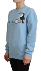 Hellblauer Pullover mit Logoprint und langen Ärmeln