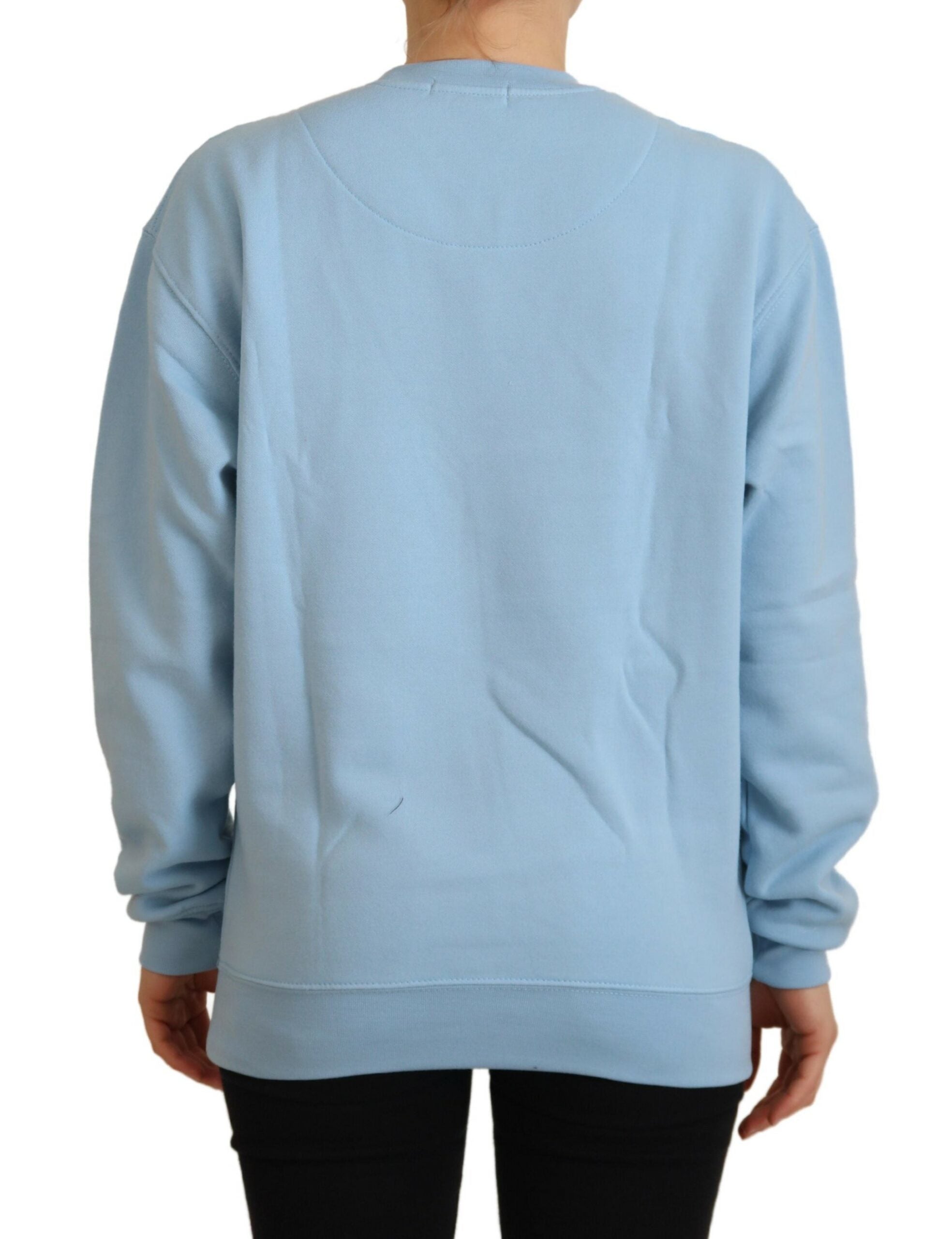 Hellblauer Pullover mit Logoprint und langen Ärmeln