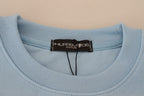 Hellblauer Pullover mit Logoprint und langen Ärmeln