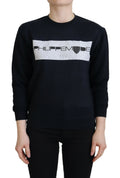 Schwarzer Pullover mit langen Ärmeln und Aufdruck