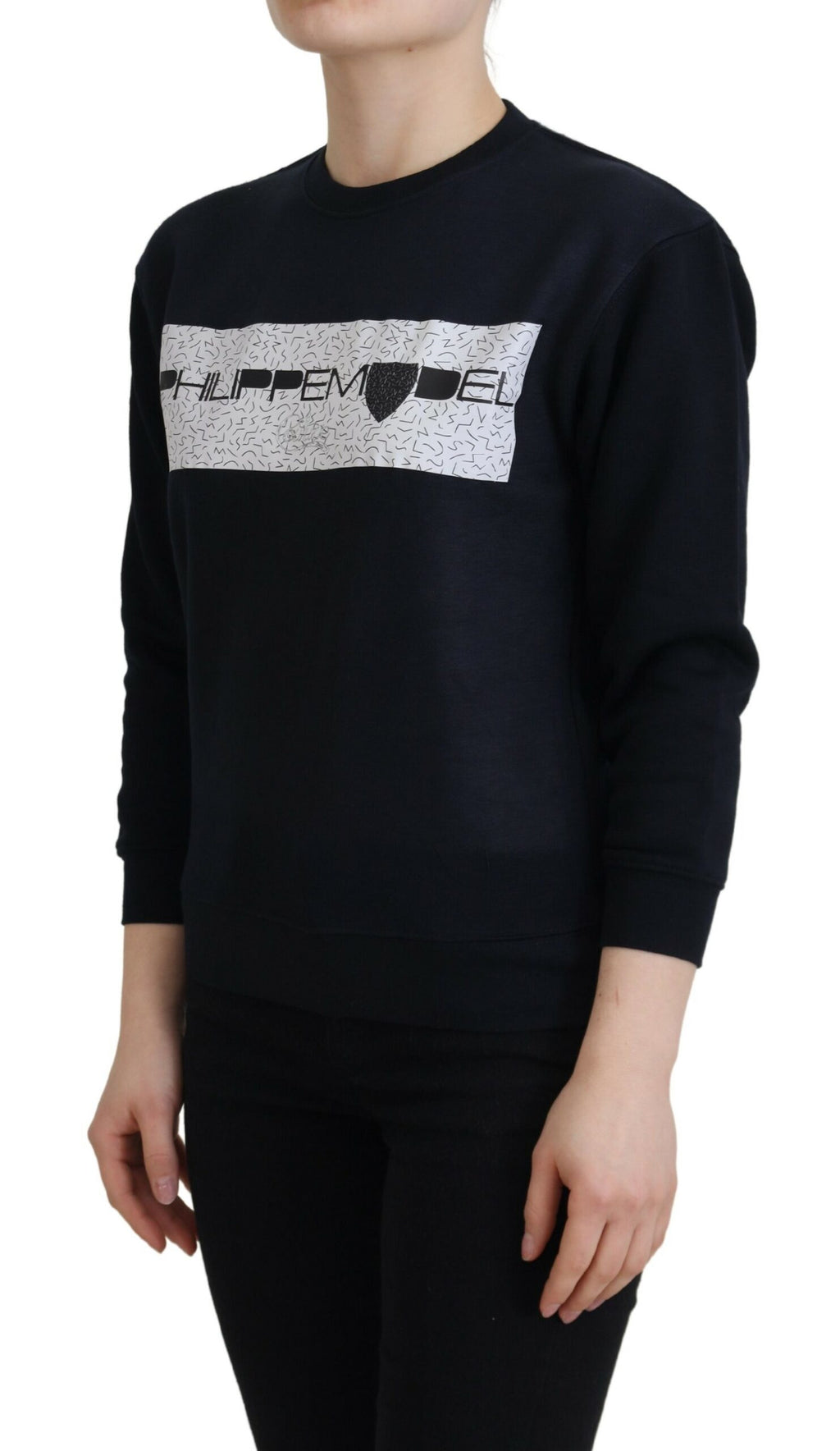 Schwarzer Pullover mit langen Ärmeln und Aufdruck