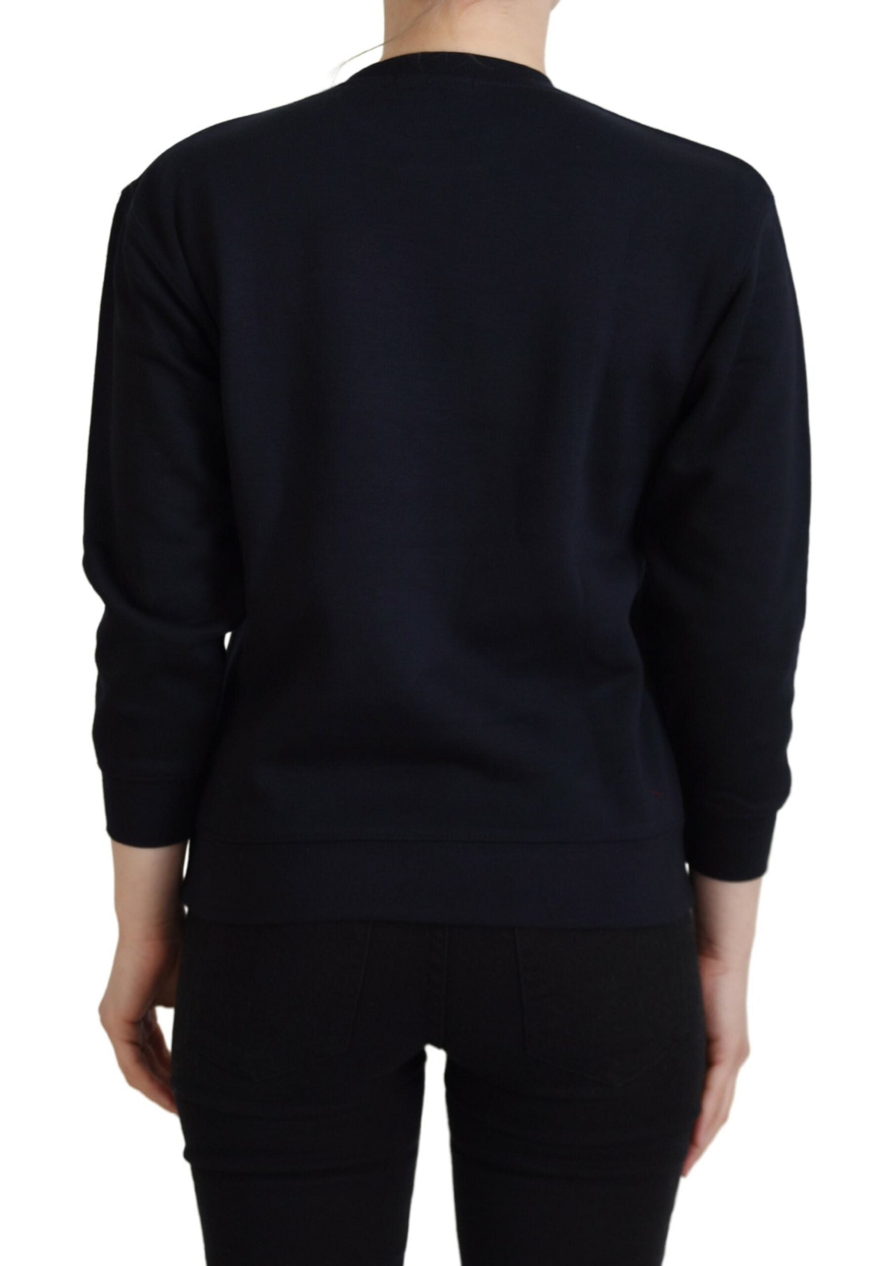 Schwarzer Pullover mit langen Ärmeln und Aufdruck