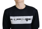 Schwarzer Pullover mit langen Ärmeln und Aufdruck