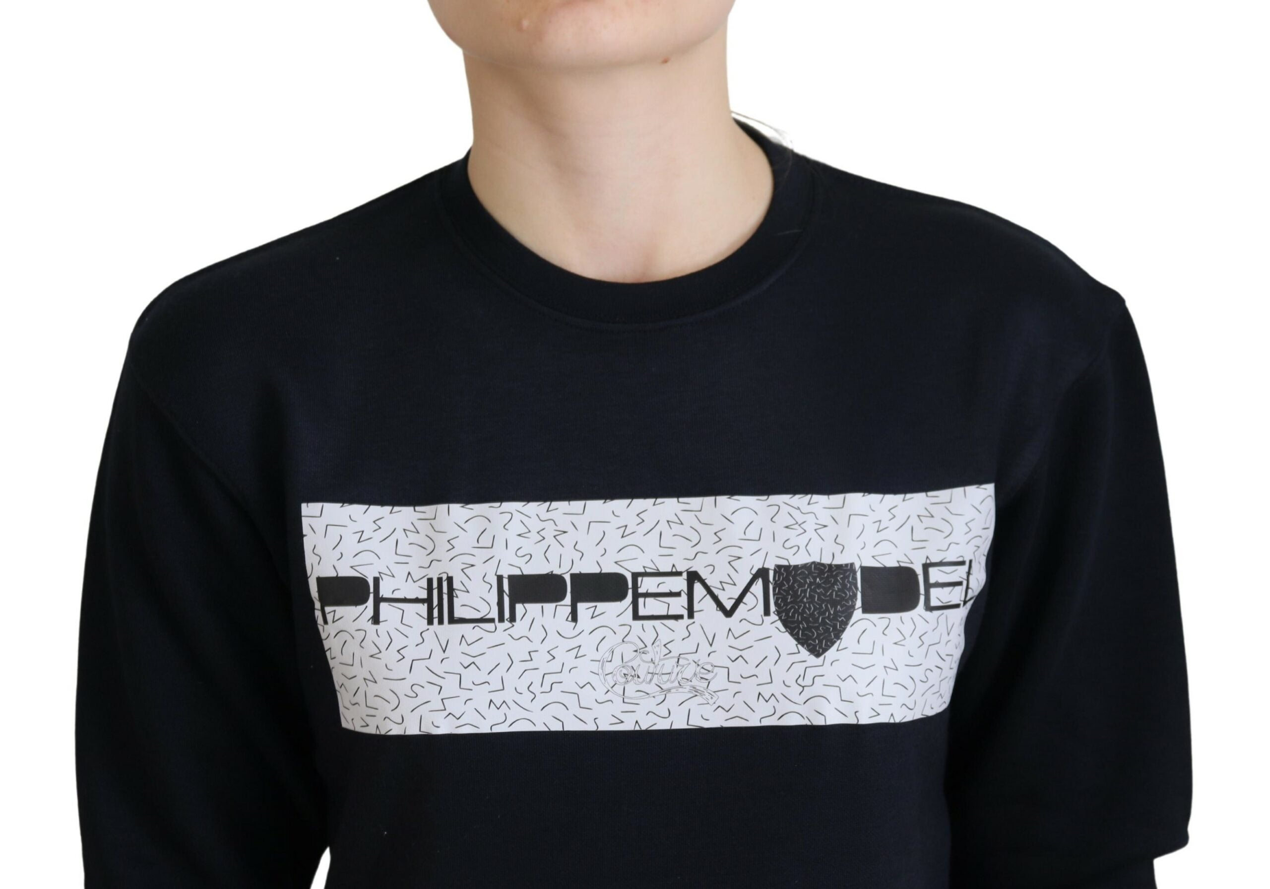 Schwarzer Pullover mit langen Ärmeln und Aufdruck