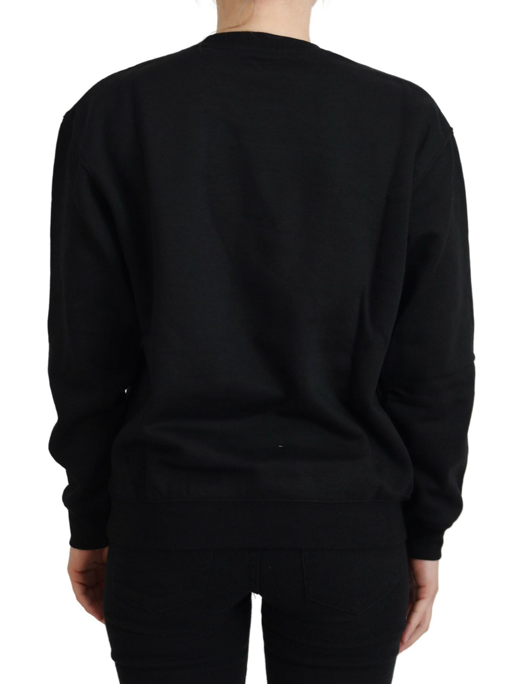 Schwarzer bedruckter Langarm-Pullover