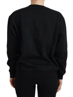 Schwarzer bedruckter Langarm-Pullover