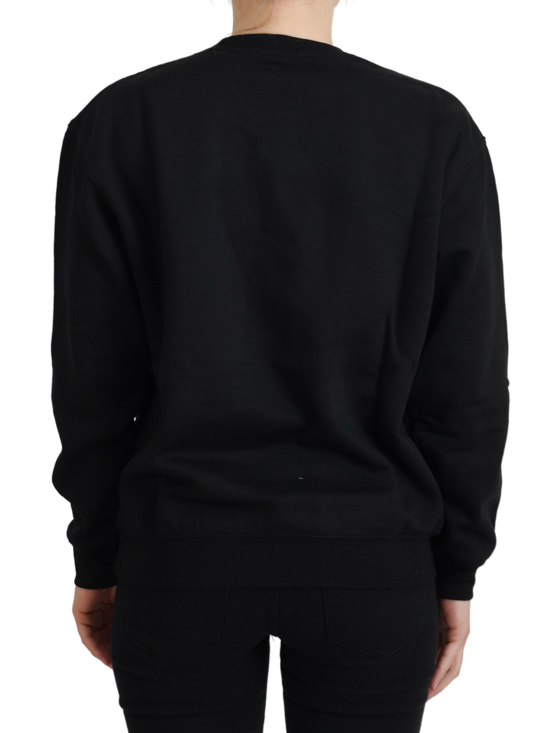 Schwarzer bedruckter Langarm-Pullover
