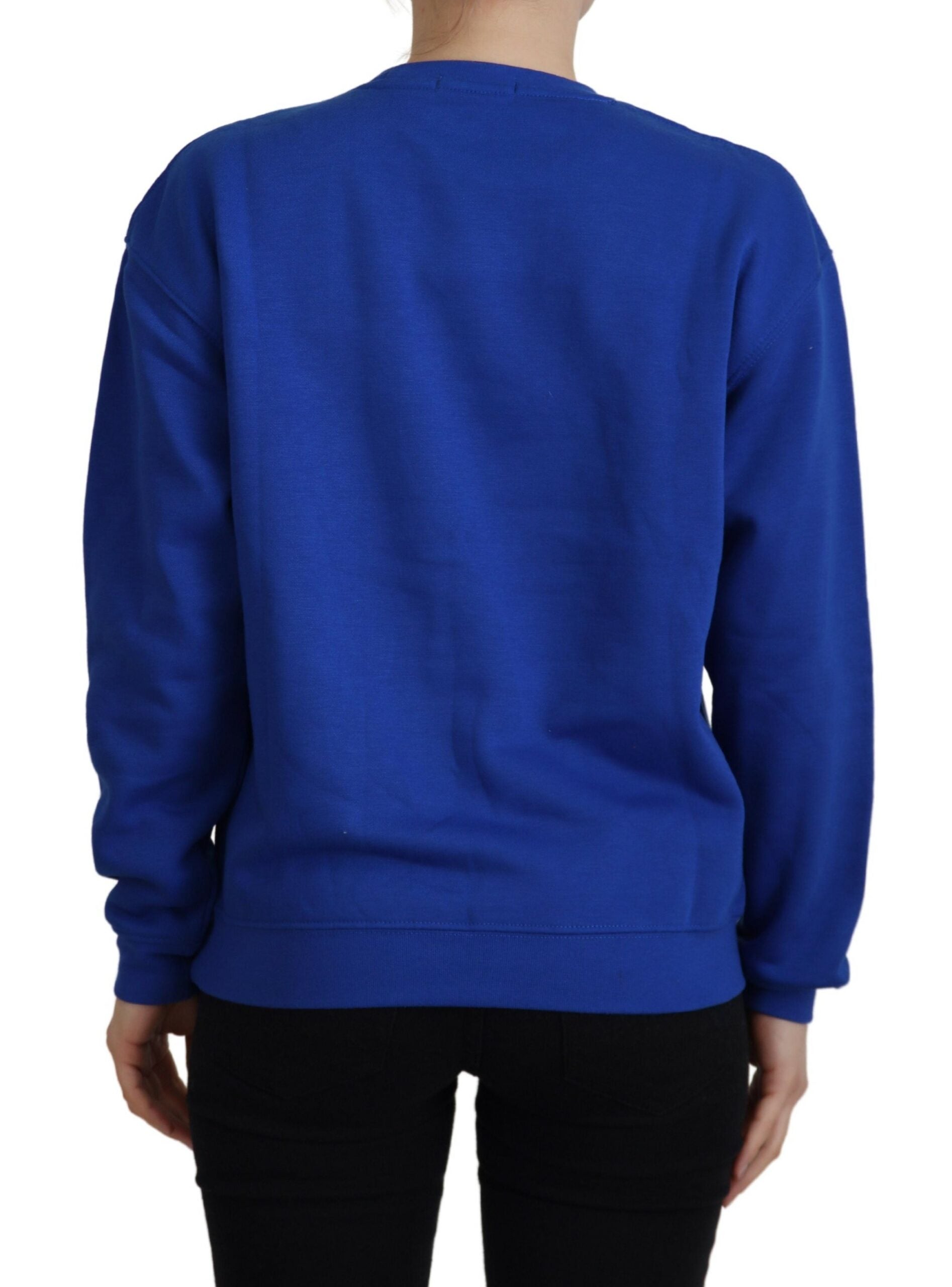 Blauer bedruckter Langarm-Pullover