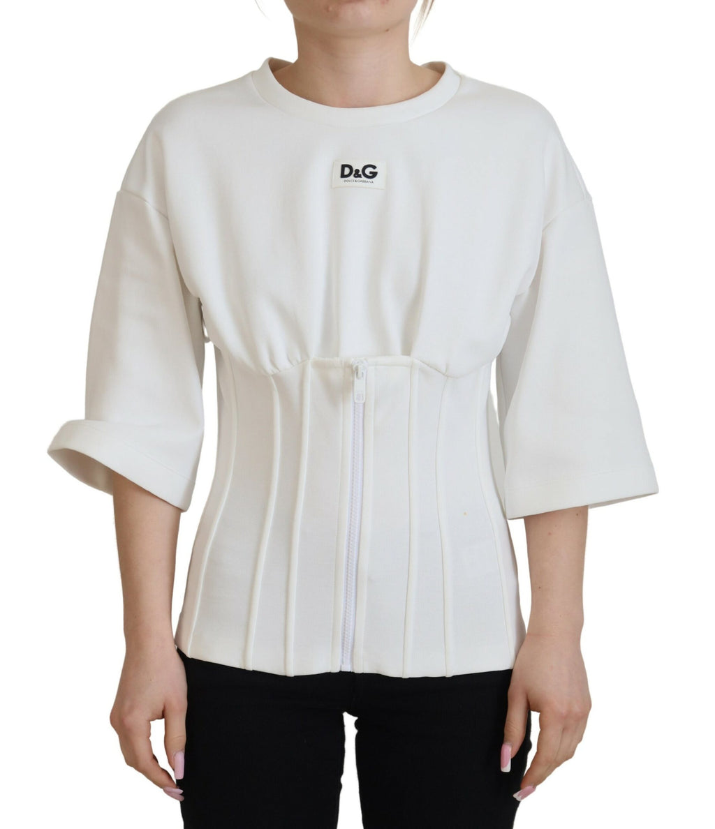 Weißes Korsett-Stretch-Baumwoll-Top T-Shirt