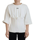 Weißes Korsett-Stretch-Baumwoll-Top T-Shirt