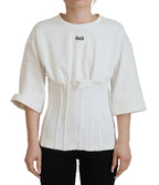 Weißes Korsett-Stretch-Baumwoll-Top T-Shirt