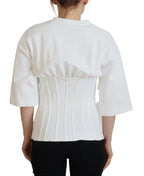 Weißes Korsett-Stretch-Baumwoll-Top T-Shirt