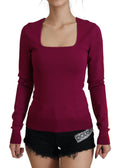 Mehrfarbiger Viskose-Pullover mit quadratischem Ausschnitt