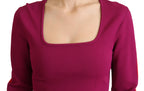 Mehrfarbiger Viskose-Pullover mit quadratischem Ausschnitt