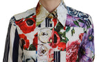 Mehrfarbige Bluse aus Baumwolle mit Blumenmuster und Kragen