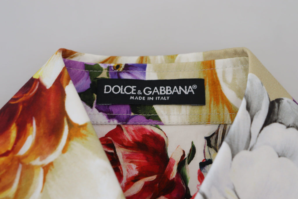 Mehrfarbige Bluse aus Baumwolle mit Blumenmuster und Kragen