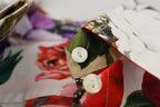 Mehrfarbige Bluse aus Baumwolle mit Blumenmuster und Kragen