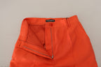 Orangefarbene High-Waist-Hose aus Seide in Cropped-Länge
