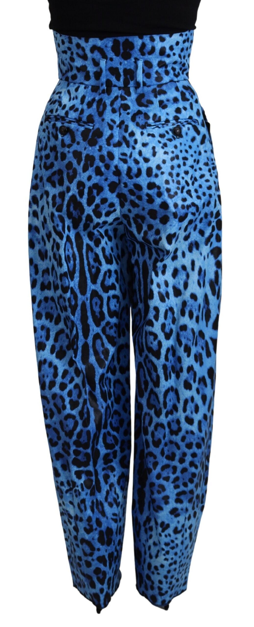 High-Waist Hose mit blauem Leopardenmuster