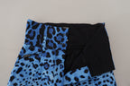 High-Waist Hose mit blauem Leopardenmuster