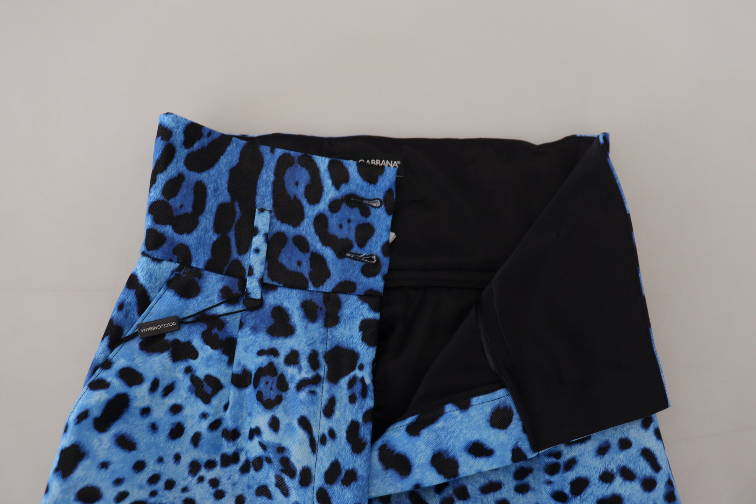 High-Waist Hose mit blauem Leopardenmuster