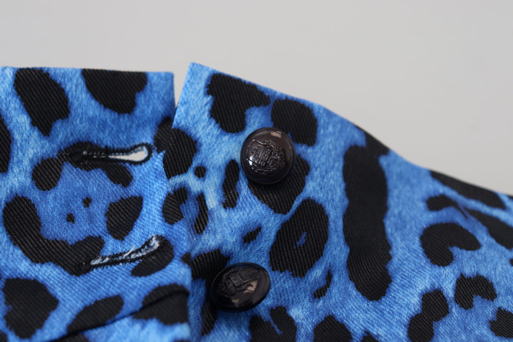 High-Waist Hose mit blauem Leopardenmuster