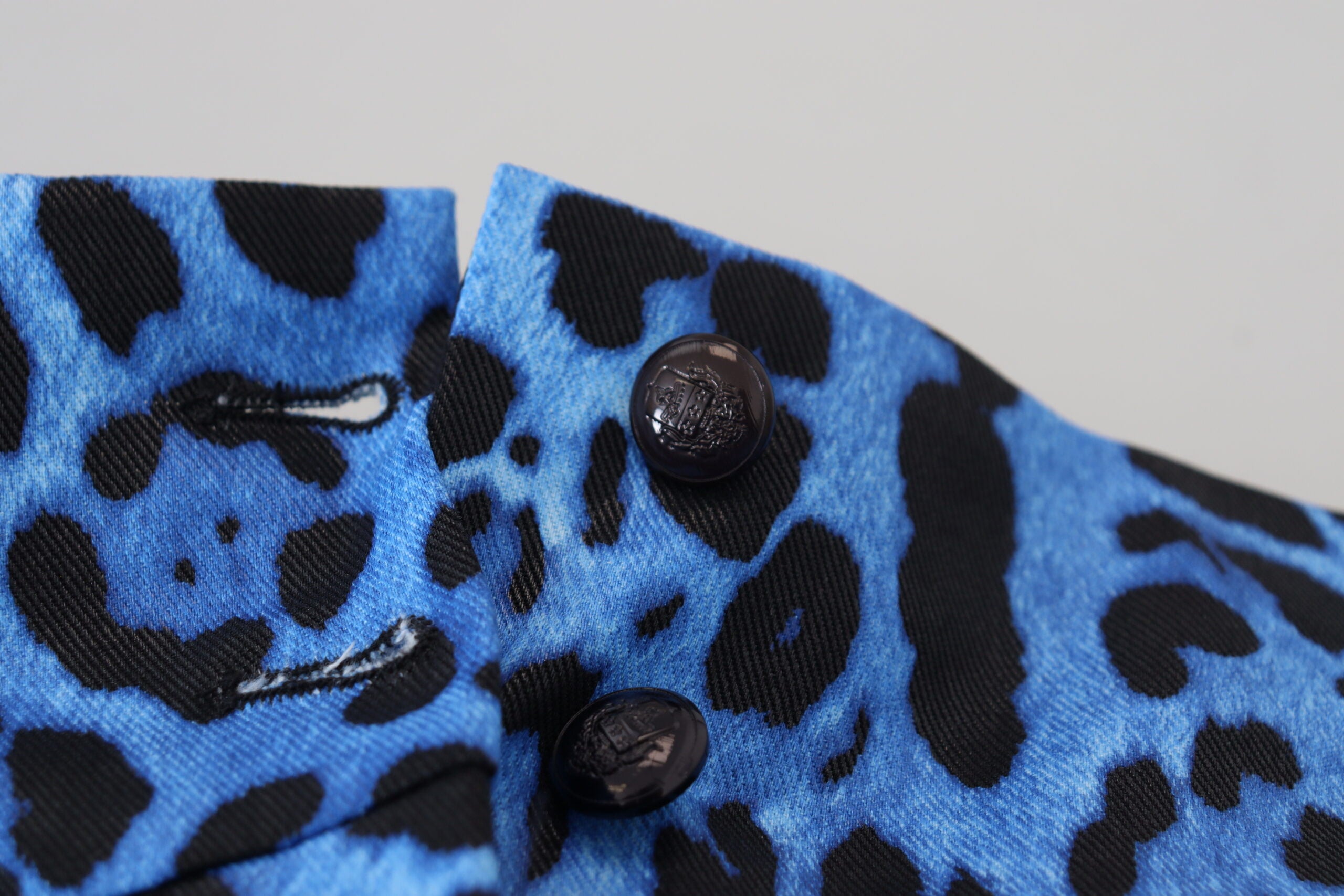 High-Waist Hose mit blauem Leopardenmuster