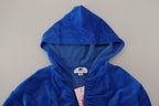 Blaue Cropped Kapuzenpullover-Jacke mit durchgehendem Reißverschluss aus Baumwolle