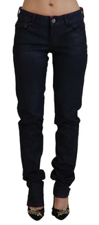 Schwarze Hüftjeans für Damen, Slim Fit