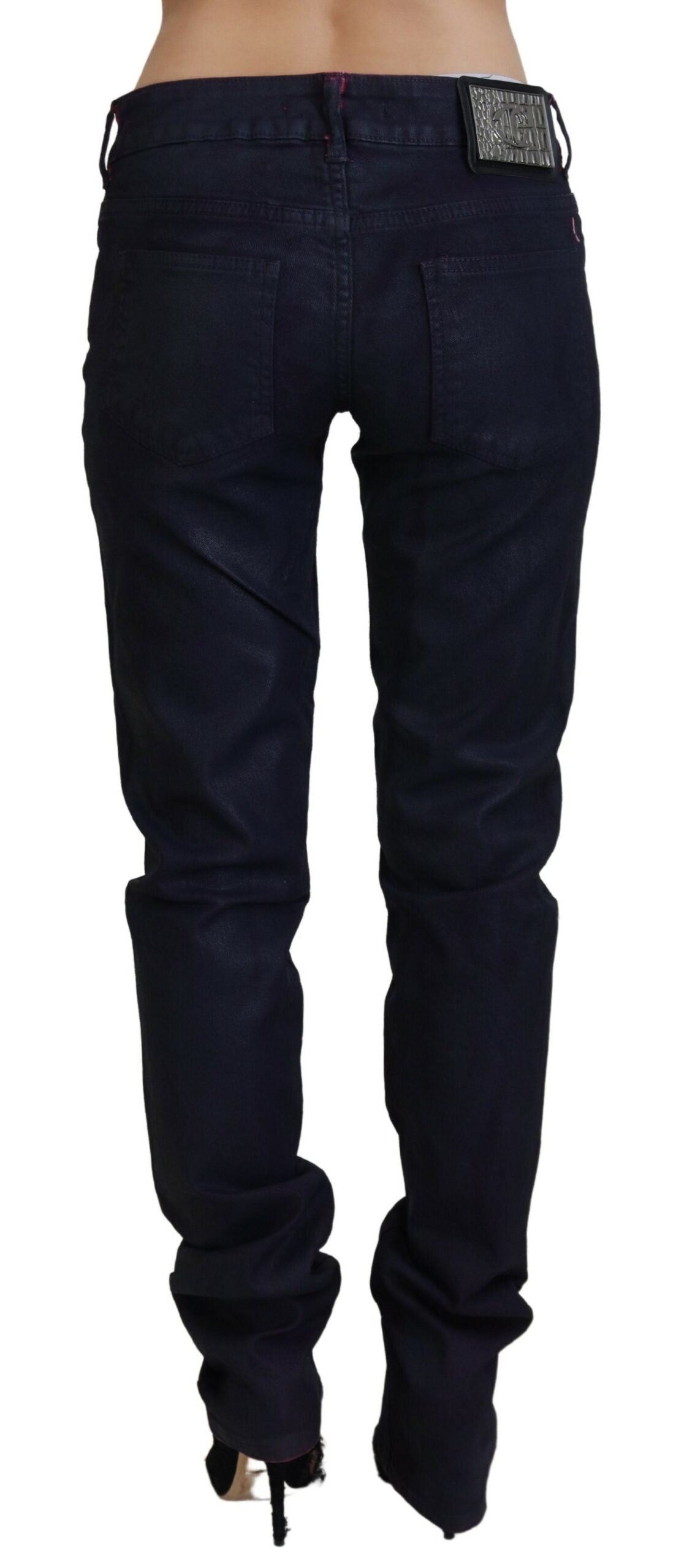 Schwarze Hüftjeans für Damen, Slim Fit