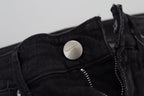 Schwarze Low-Waist Slim Fit Jeans für Damen aus Baumwolle