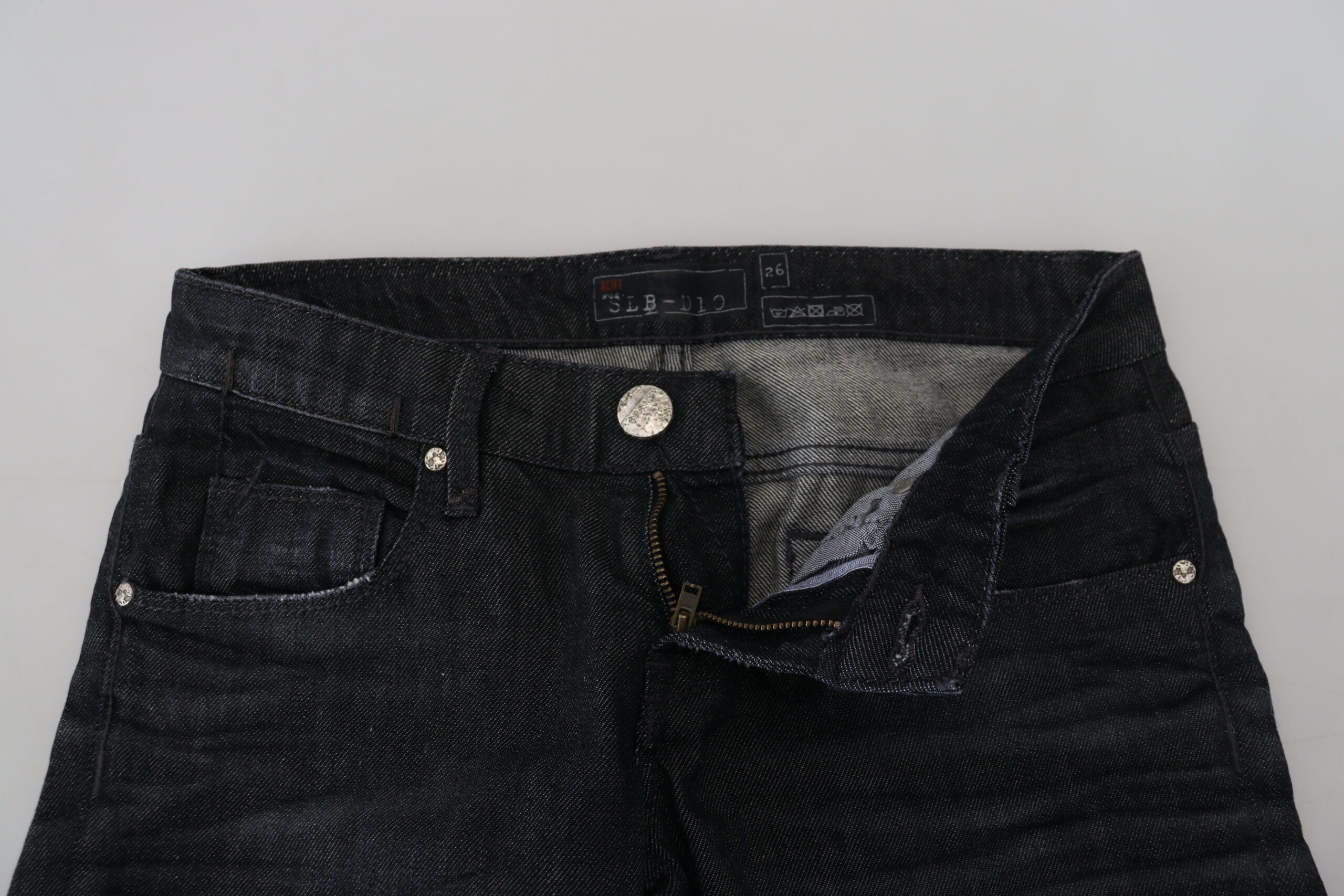 Schwarze Low-Waist Slim-Fit Damen-Jeans aus Baumwolle