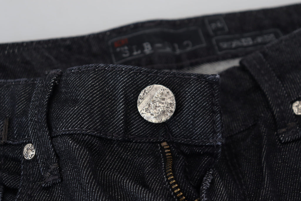 Schwarze Low-Waist Slim-Fit Damen-Jeans aus Baumwolle