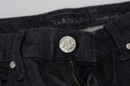 Schwarze Low-Waist Slim-Fit Damen-Jeans aus Baumwolle