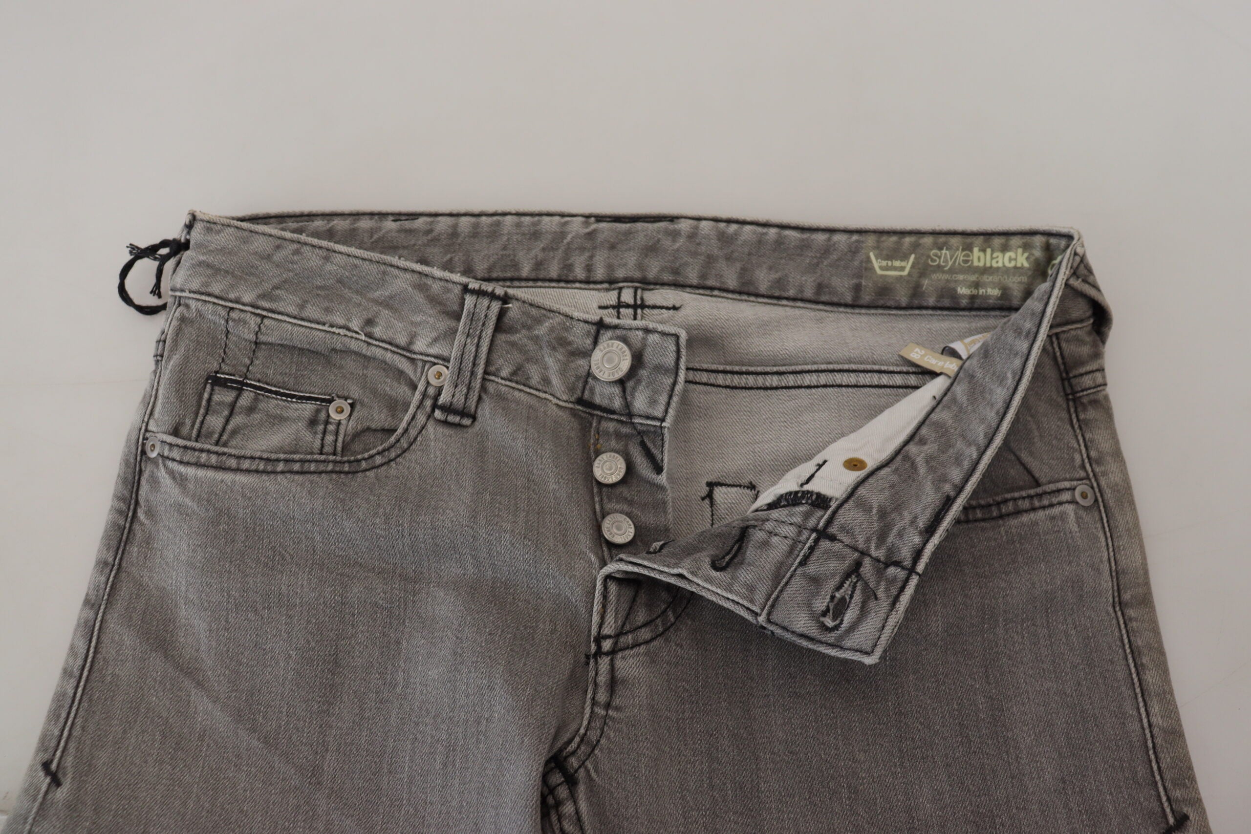 Graue Washed Cotton Skinny Damen Casual Jeans
