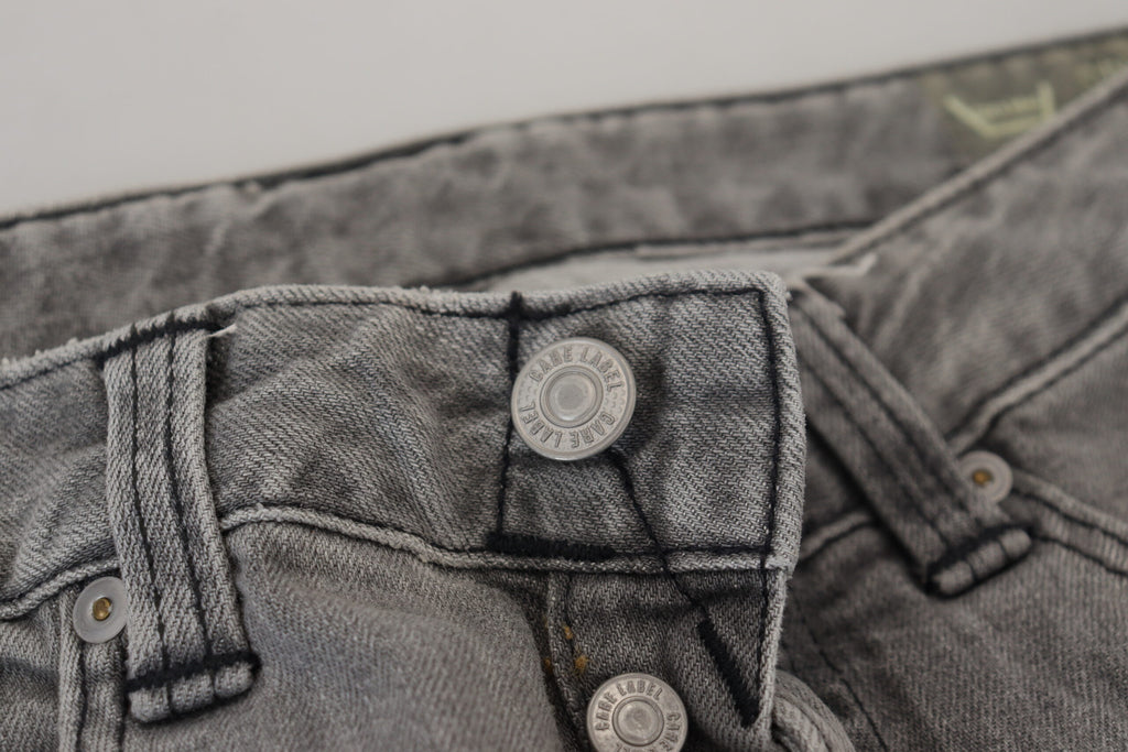Graue Washed Cotton Skinny Damen Casual Jeans